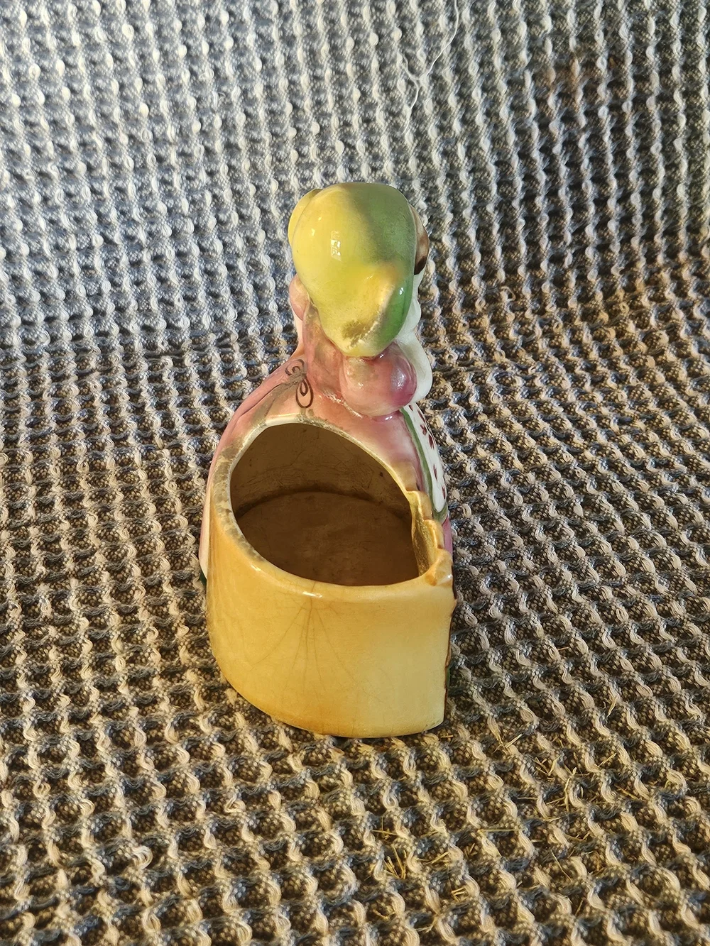 Vintage Ceramic Girl Planter - Pink & Green Floral
